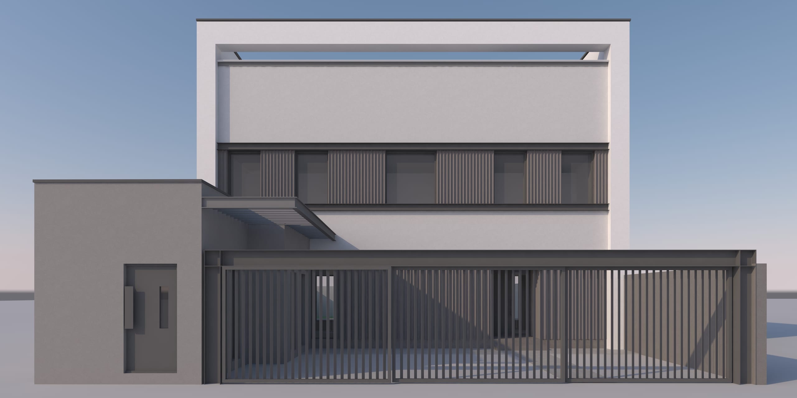 Casa Aleea Bălcescu — fațada principală cu poarta metalică