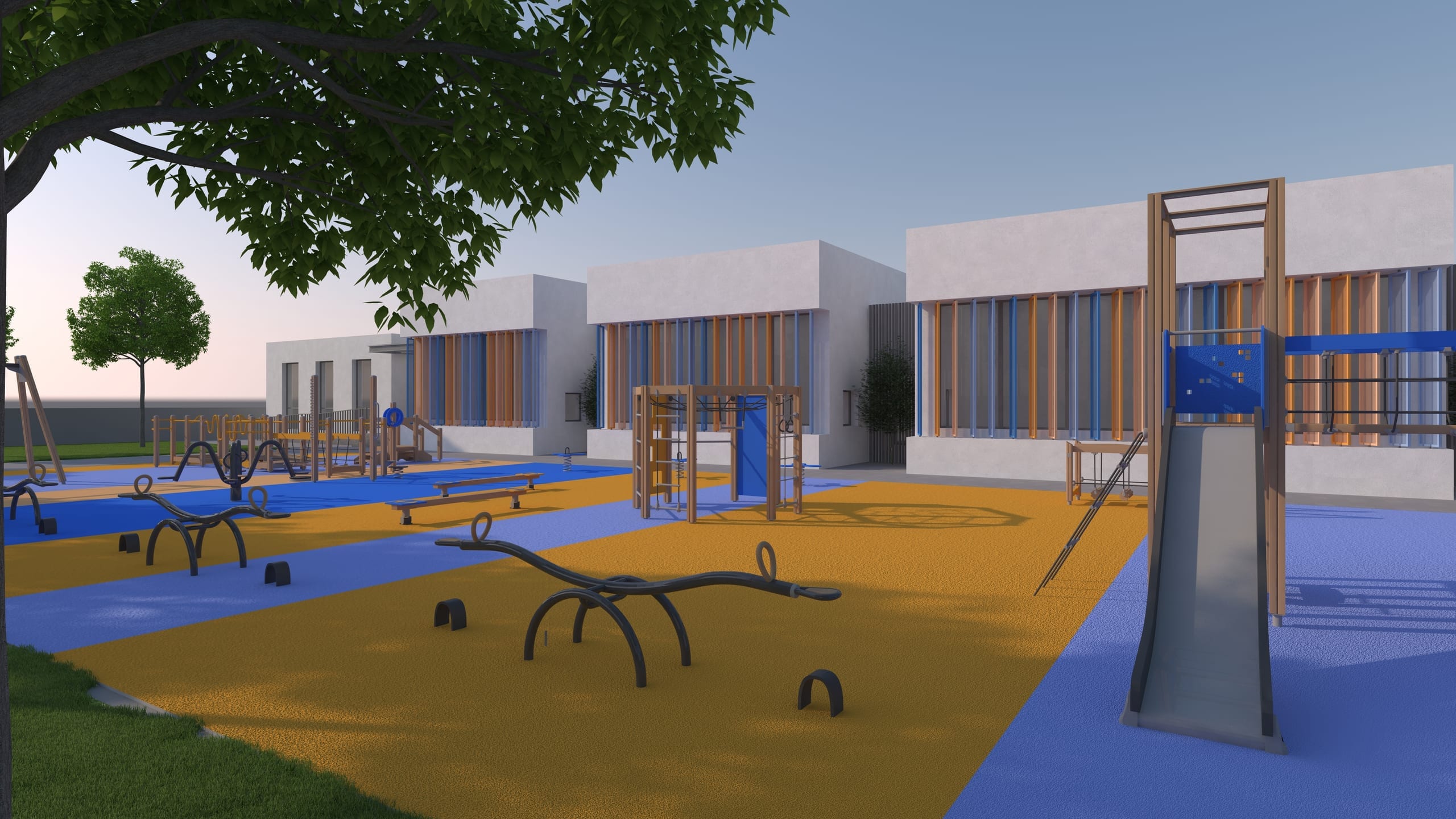 Grădinița Benești — curtea educativă, spațiu activ de joacă