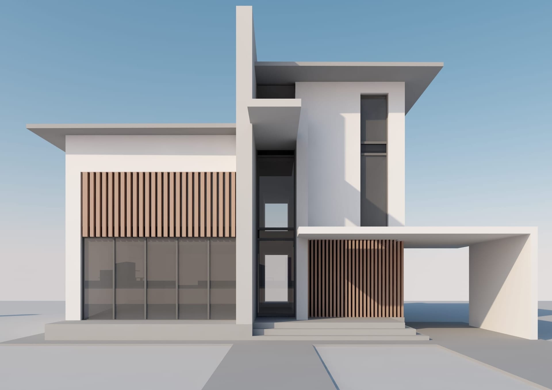 Casa Dinuț — fațada principală cu accente verticale