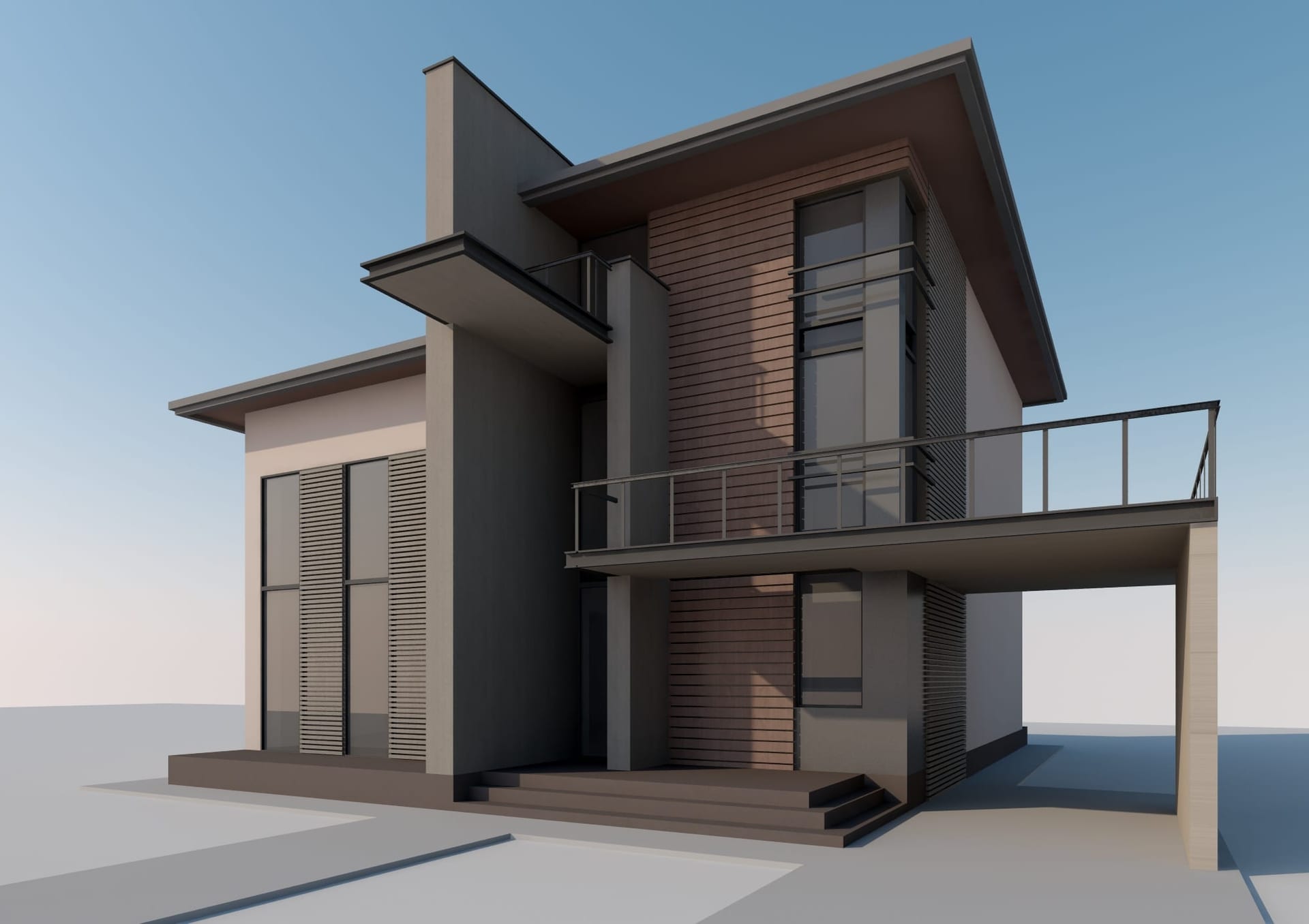 Casa Dinuț — perspectivă cu balcon și terasă