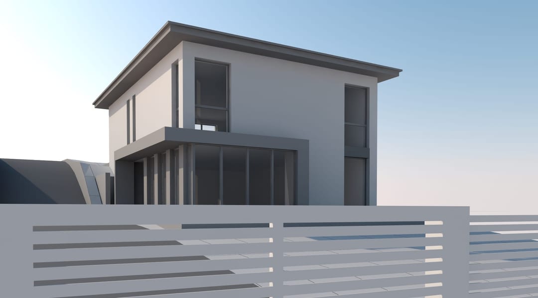 Casa Mic — fațada principală cu suprafețe vitrate generoase