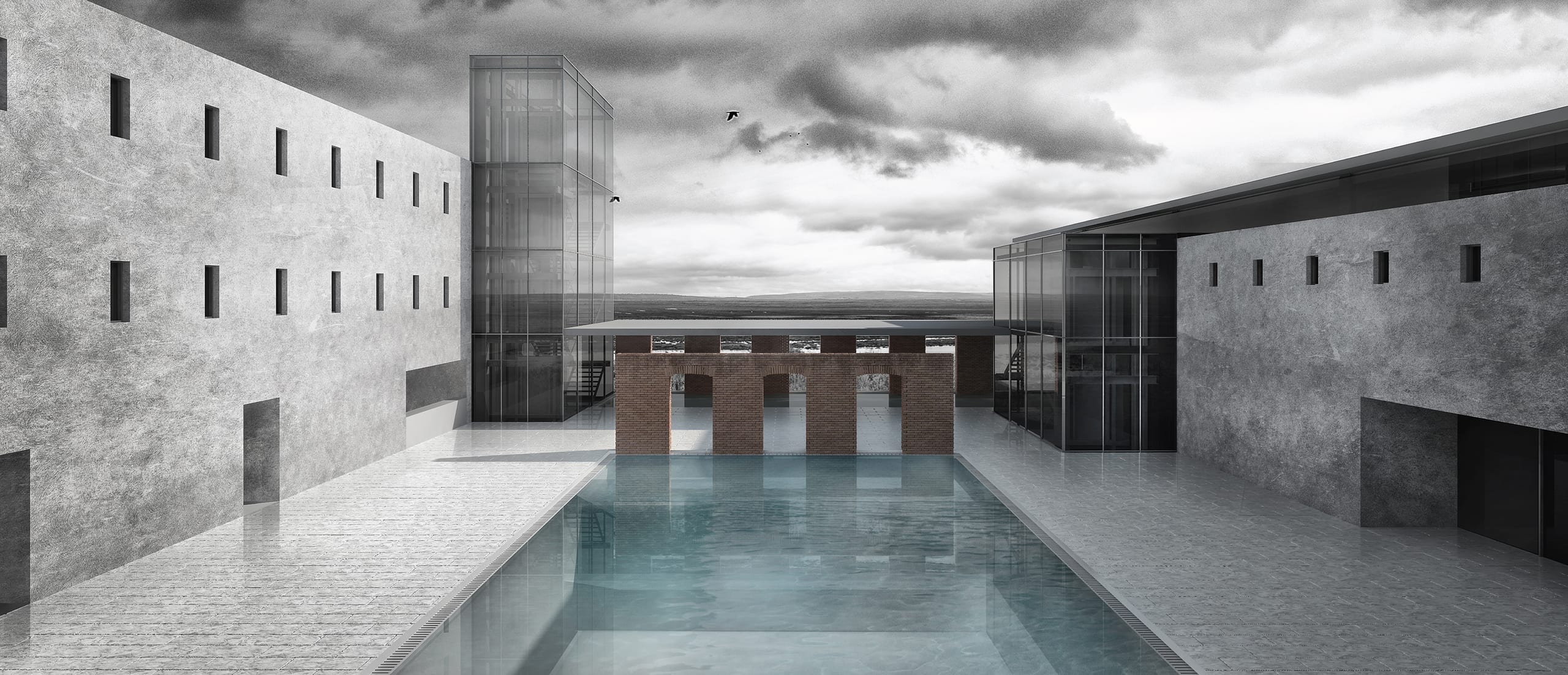 Regenerare Gighera — bazinul interior, curtea centrală