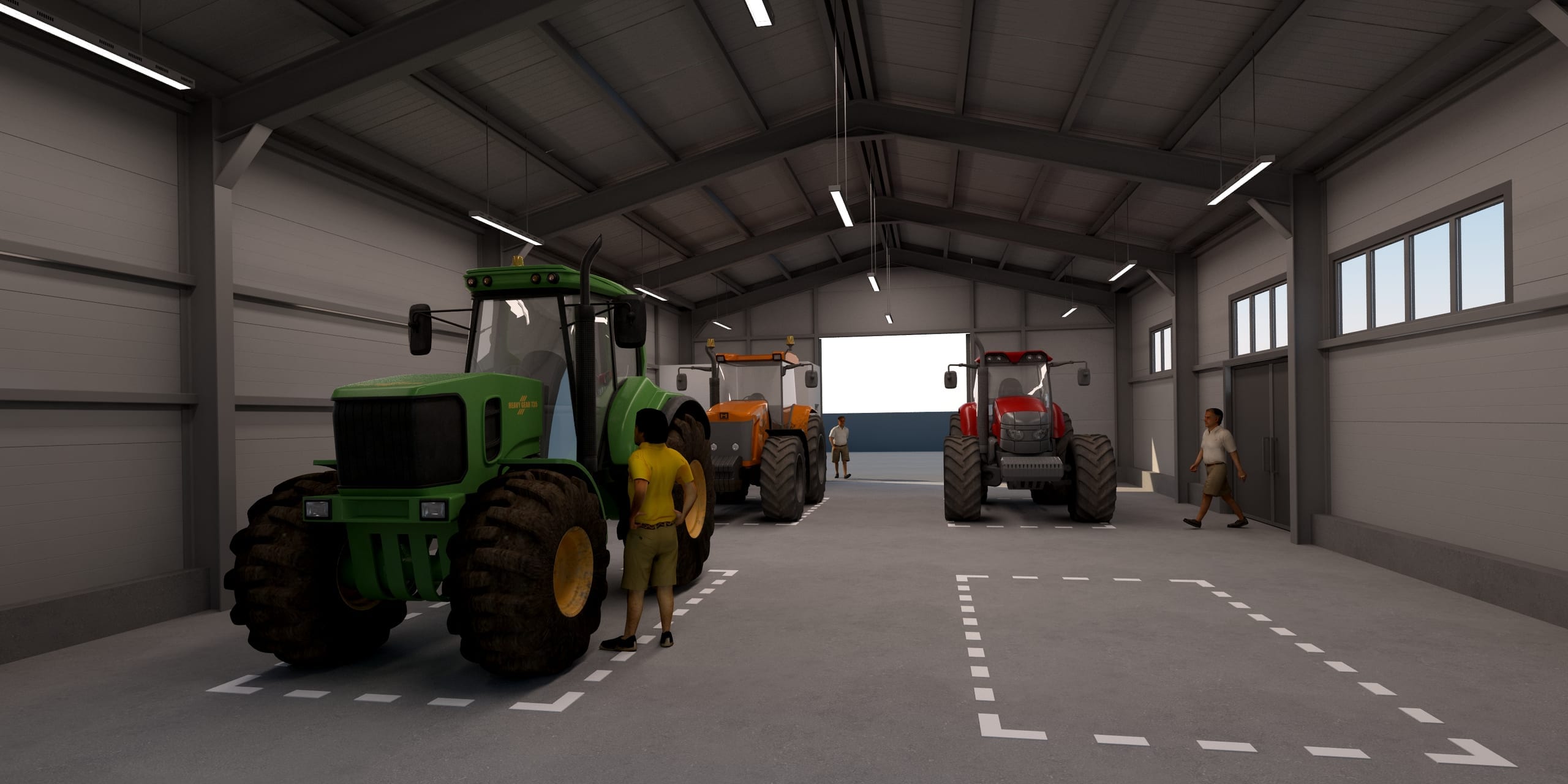 Hala JD Service — randare interior principală