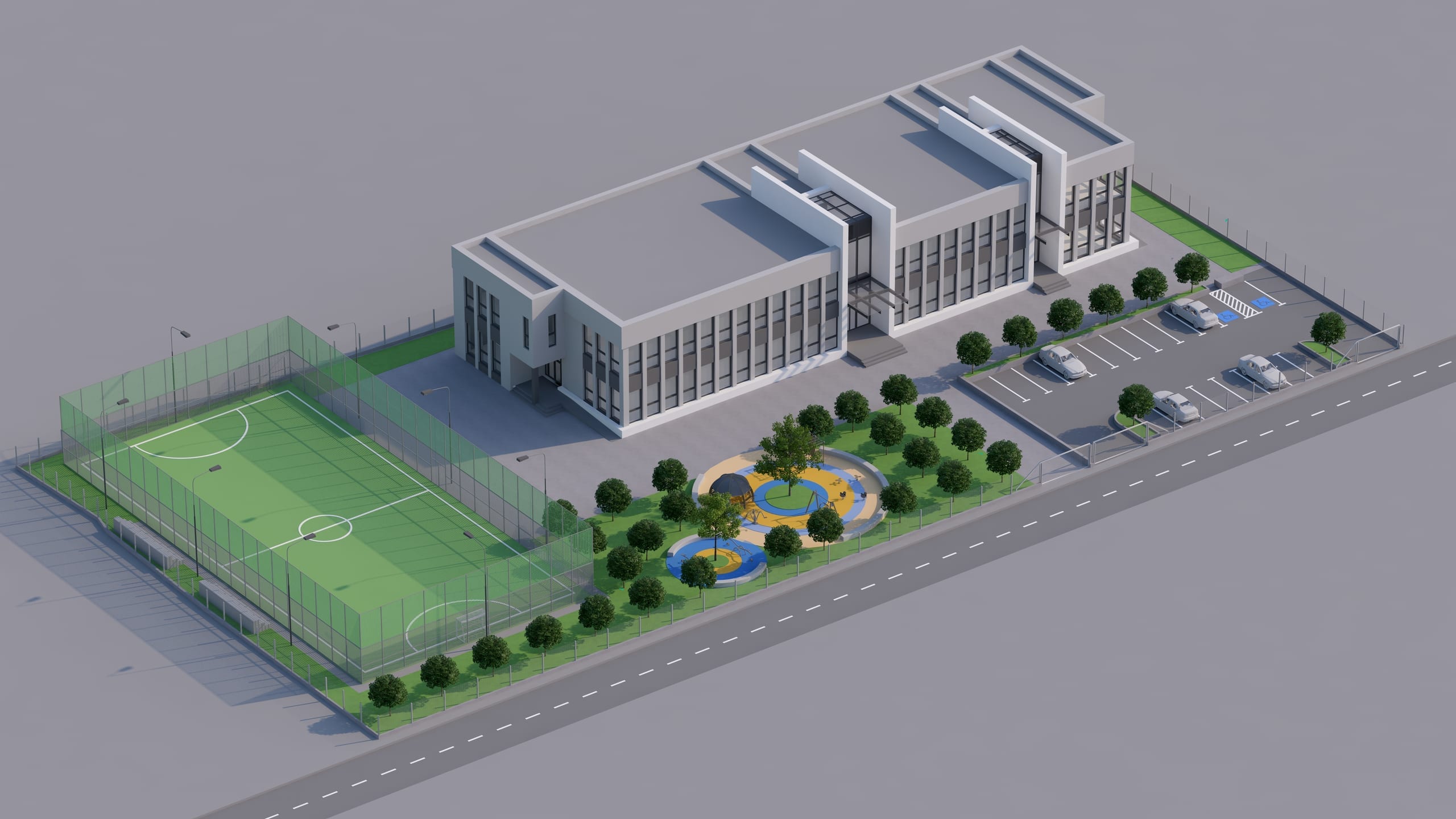 Școala Ocolna — aeriană generală din zona sport