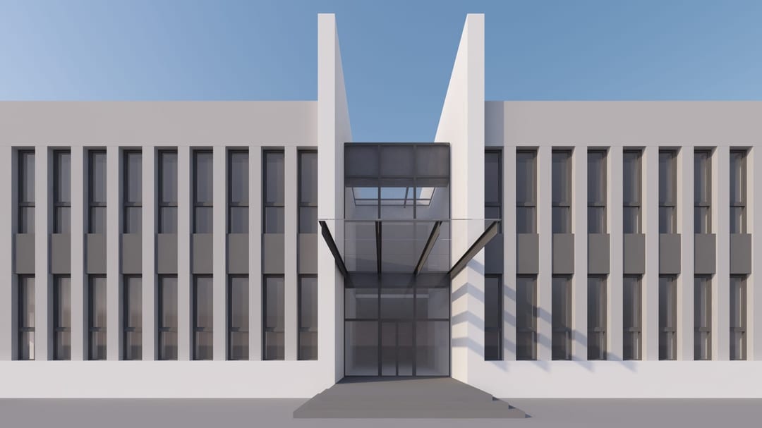 Școala Ocolna — acces principal, cadru frontal