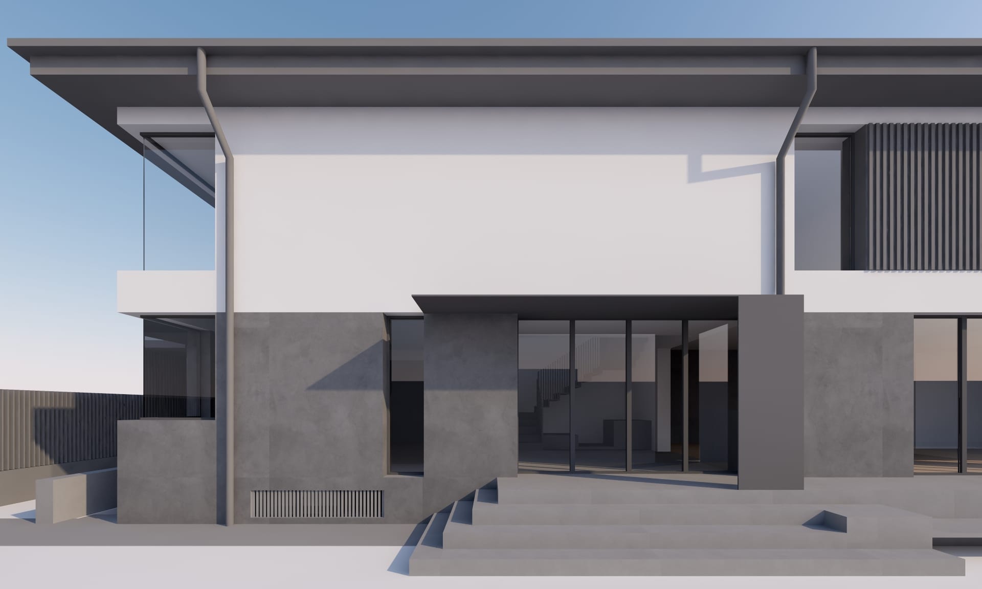 Casa Tătăruși — detaliu fațadă cu accente verticale