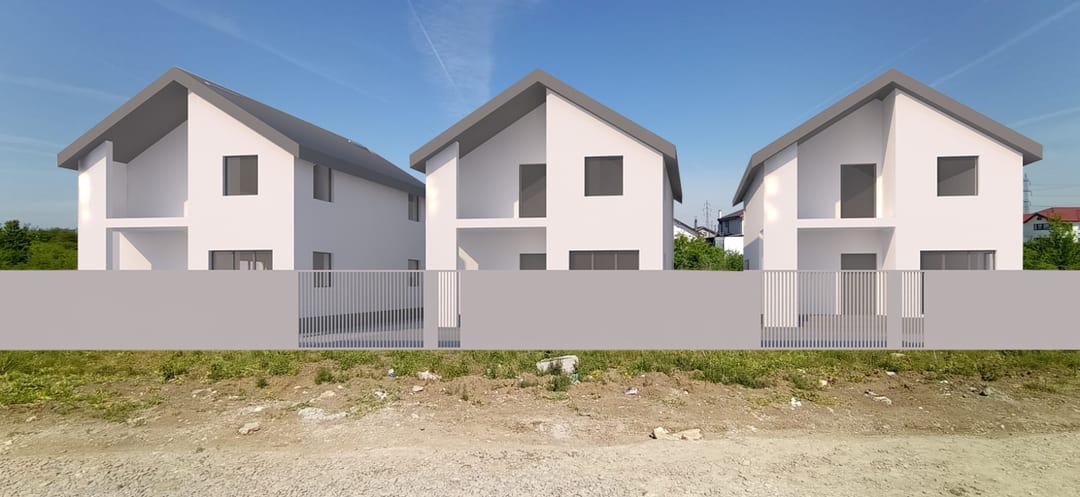 Ansamblu trei locuințe — inserție volumetrică în sit, relația cu contextul