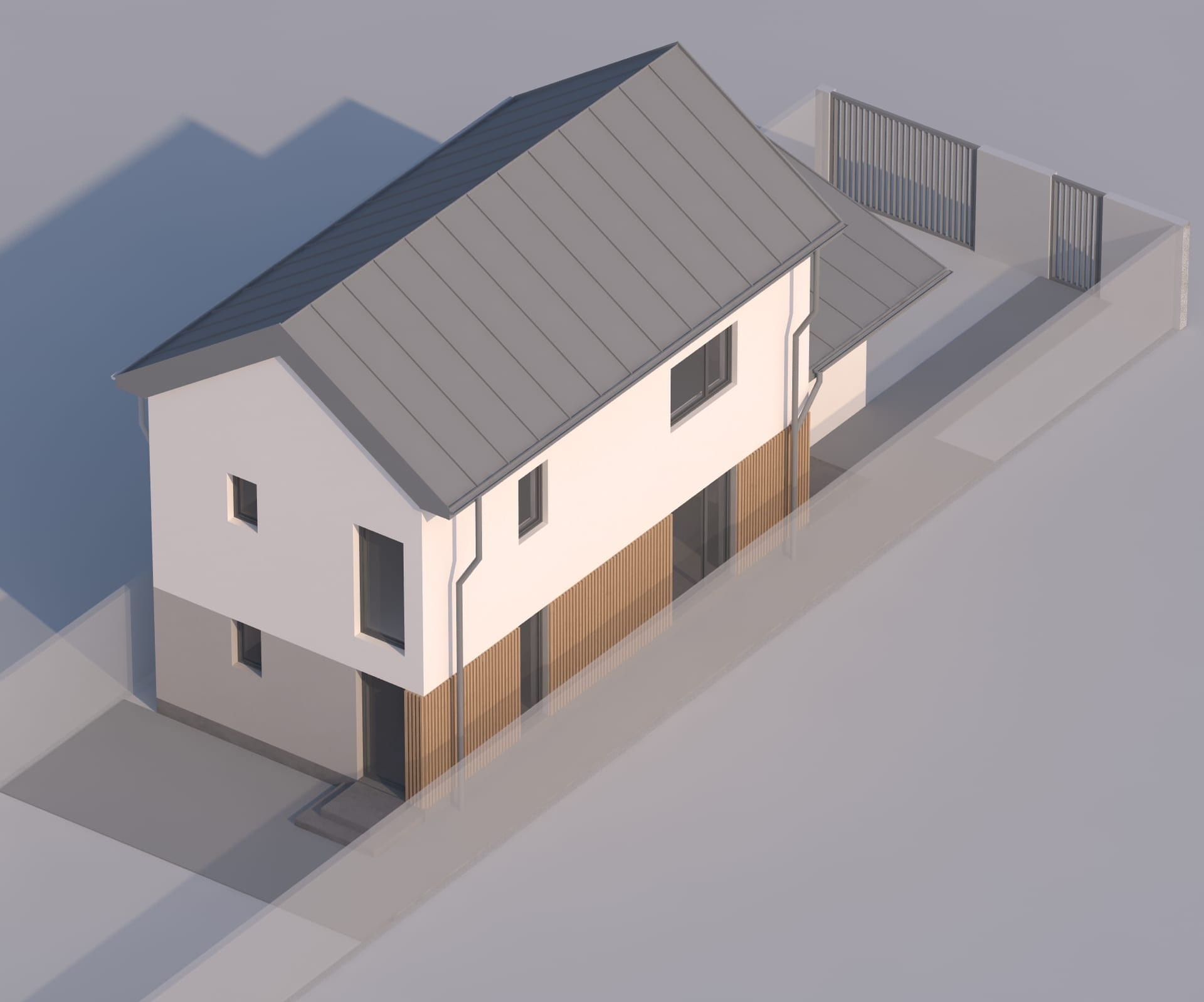 Casa Ungureanu — randare aeriană, vedere spate